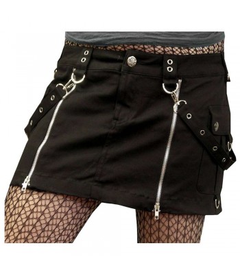 Women Gothic Mini Skirt Double Zipper Women Gothic Skirt